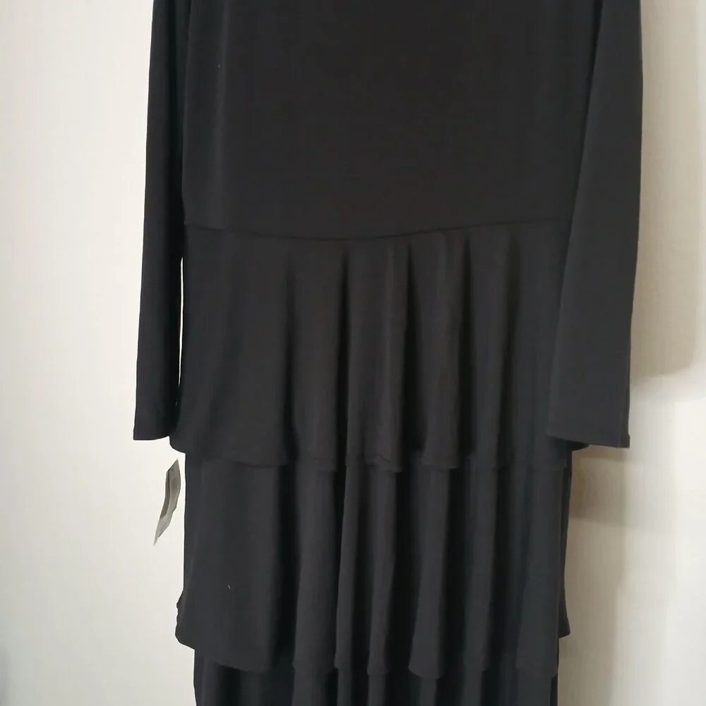 NWT LuLaRoe Georgia Black 3 tier ruffle mid length dress long sleeve size 3X - Picture 5 of 9